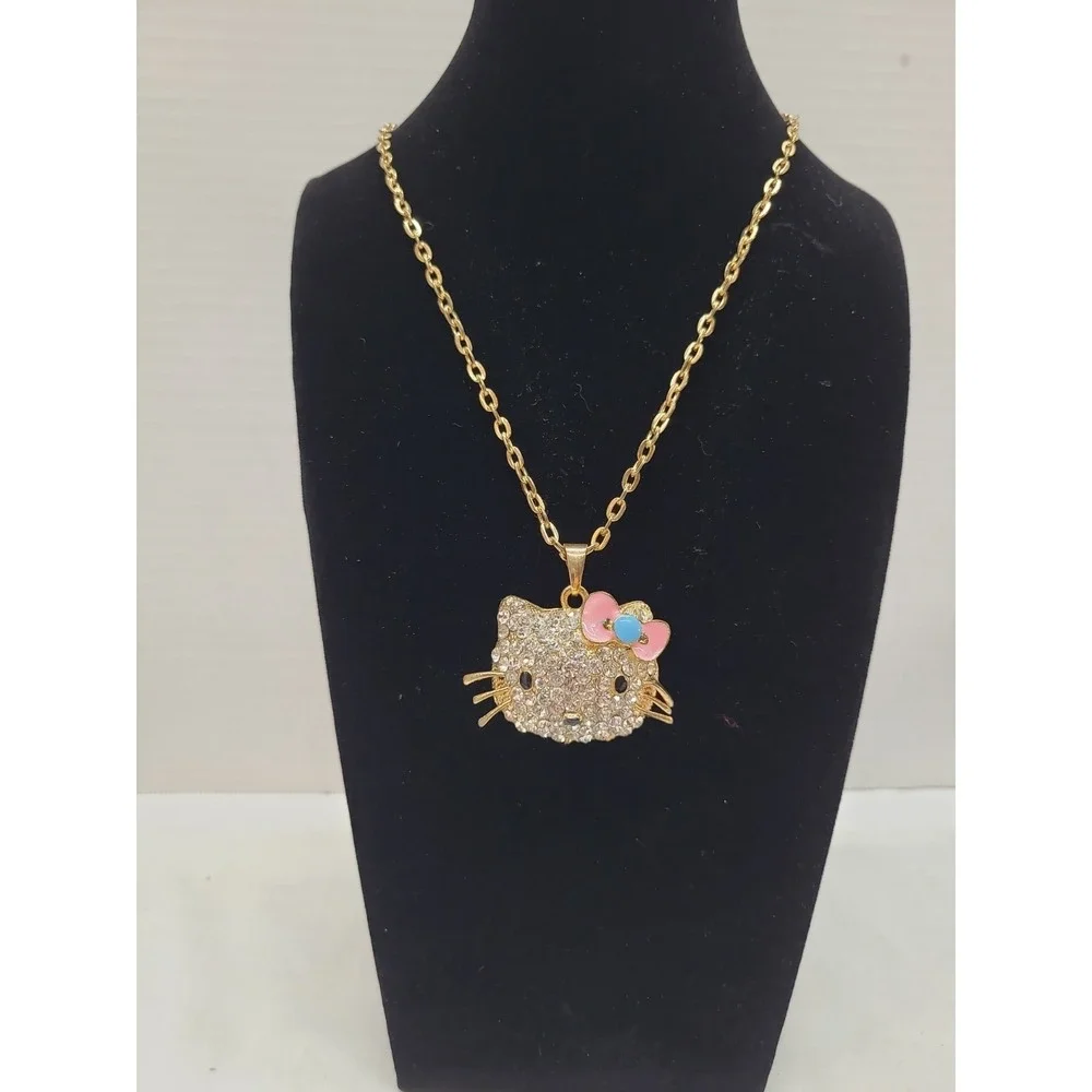 Sanrio Hello Kitty Pendant Rhinestone w Enamel Bow